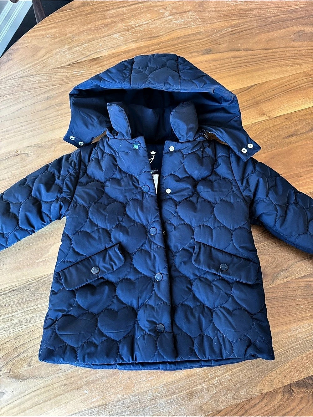 Girls Jacadi Paris Quilted Hooded Puffer in Navy | Size 4